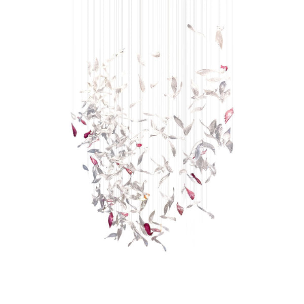 Crystal Glass Feather Crown Hanging Chandelier