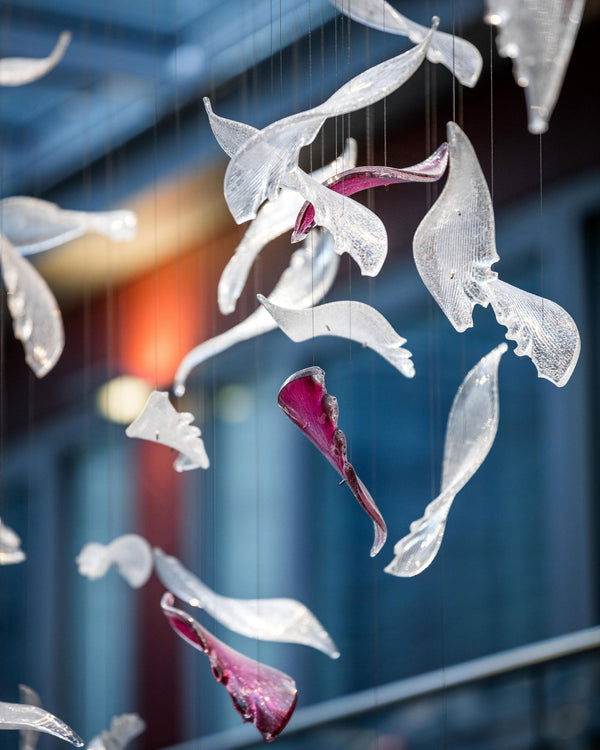 Crystal Glass Feather Crown Hanging Chandelier