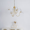 Lotus Leaf Glass Chandelier, Gold Metal 3 or 6 Head Pendant Light for Dining Room and Living Room