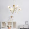 Lotus Leaf Glass Chandelier, Gold Metal 3 or 6 Head Pendant Light for Dining Room and Living Room