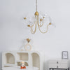 Lotus Leaf Glass Chandelier, Gold Metal 3 or 6 Head Pendant Light for Dining Room and Living Room