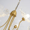 Lotus Leaf Glass Chandelier, Gold Metal 3 or 6 Head Pendant Light for Dining Room and Living Room