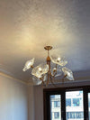 Lotus Leaf Glass Chandelier, Gold Metal 3 or 6 Head Pendant Light for Dining Room and Living Room