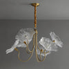Lotus Leaf Glass Chandelier, Gold Metal 3 or 6 Head Pendant Light for Dining Room and Living Room