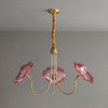 Lotus Leaf Glass Chandelier, Gold Metal 3 or 6 Head Pendant Light for Dining Room and Living Room