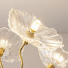 Lotus Leaf Glass Chandelier, Gold Metal 3 or 6 Head Pendant Light for Dining Room and Living Room
