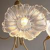 Lotus Leaf Glass Chandelier, Gold Metal 3 or 6 Head Pendant Light for Dining Room and Living Room