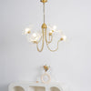Lotus Leaf Glass Chandelier, Gold Metal 3 or 6 Head Pendant Light for Dining Room and Living Room
