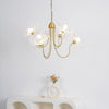 Lotus Leaf Glass Chandelier, Gold Metal 3 or 6 Head Pendant Light for Dining Room and Living Room