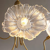 Lotus Leaf Glass Chandelier, Gold Metal 3 or 6 Head Pendant Light for Dining Room and Living Room