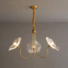 Lotus Leaf Glass Chandelier, Gold Metal 3 or 6 Head Pendant Light for Dining Room and Living Room