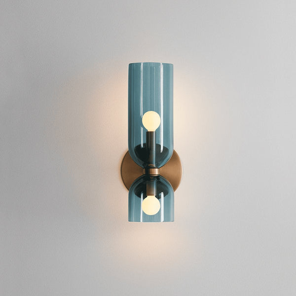 Modern Glass Wall Sconce with Brass or Black Finish for Bedroom and Hallway