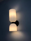 Modern Glass Wall Sconce with Brass or Black Finish for Bedroom and Hallway