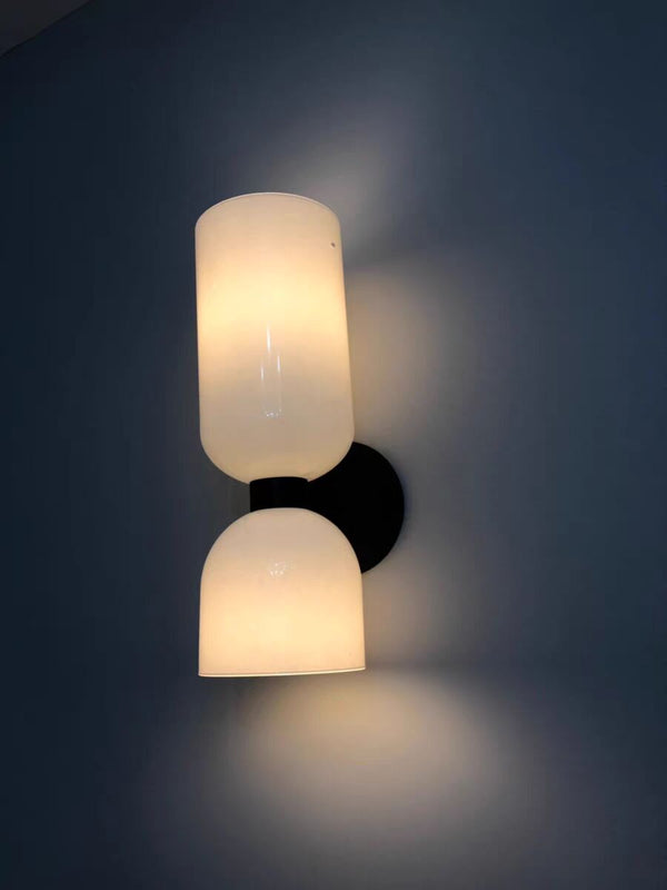 Modern Glass Wall Sconce with Brass or Black Finish for Bedroom and Hallway