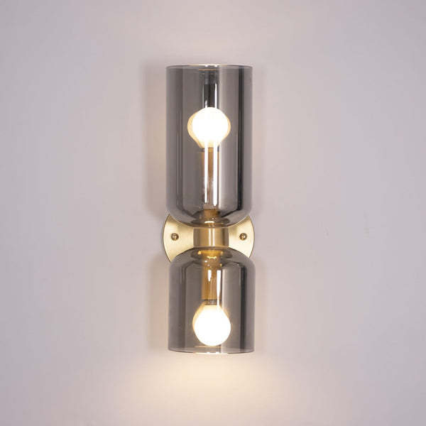 Modern Glass Wall Sconce with Brass or Black Finish for Bedroom and Hallway