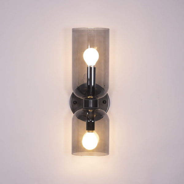 Modern Glass Wall Sconce with Brass or Black Finish for Bedroom and Hallway