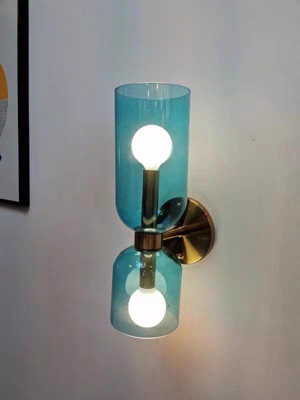 Modern Glass Wall Sconce with Brass or Black Finish for Bedroom and Hallway