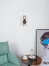 Modern Glass Wall Sconce with Brass or Black Finish for Bedroom and Hallway