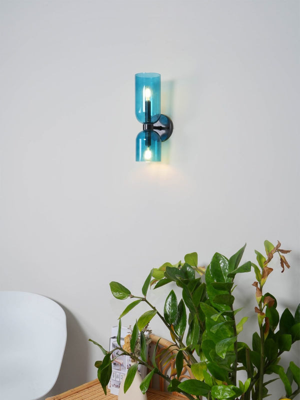 Modern Glass Wall Sconce with Brass or Black Finish for Bedroom and Hallway