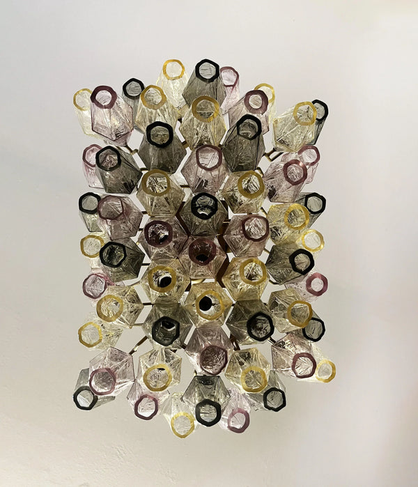 Elegant Murano Poliedri Multicolored Glass Chandelier