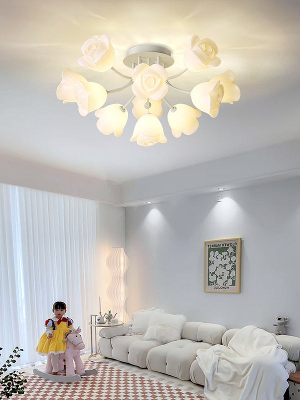 French Romantic Rose Ceiling Lamp