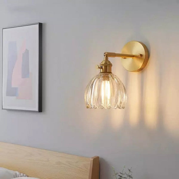 art deco lotus glass wall sconce