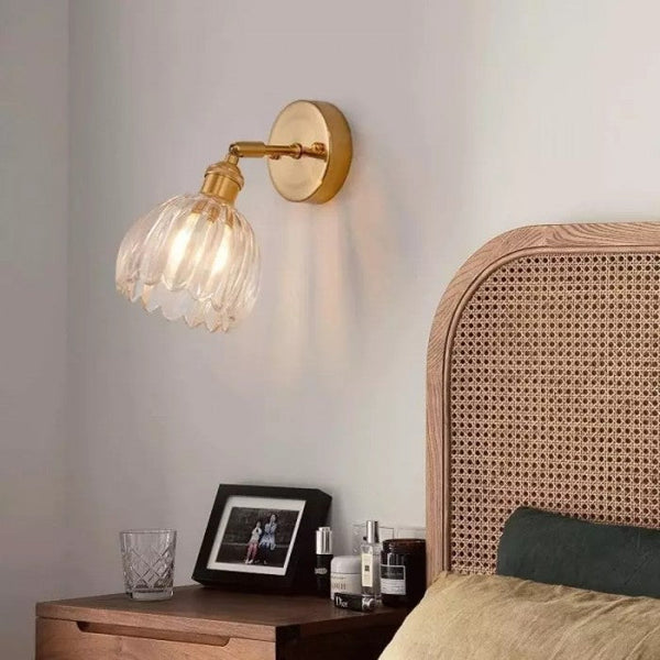 art deco lotus glass wall sconce