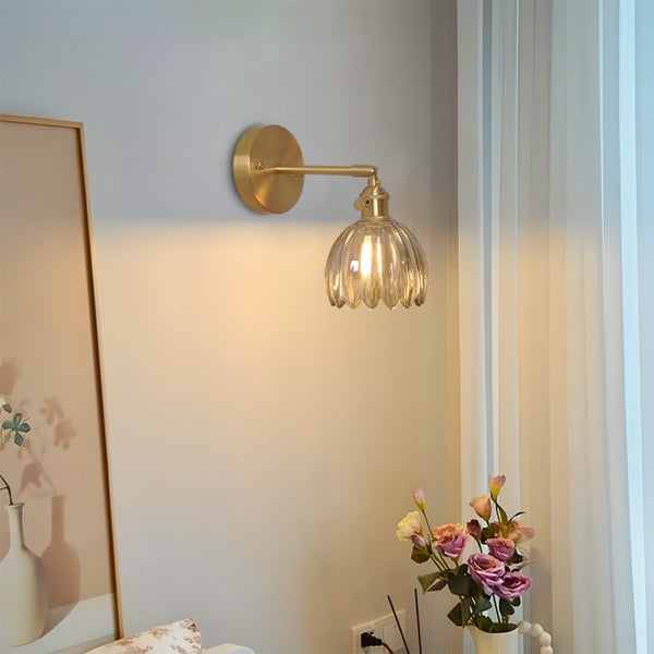 art deco lotus glass wall sconce