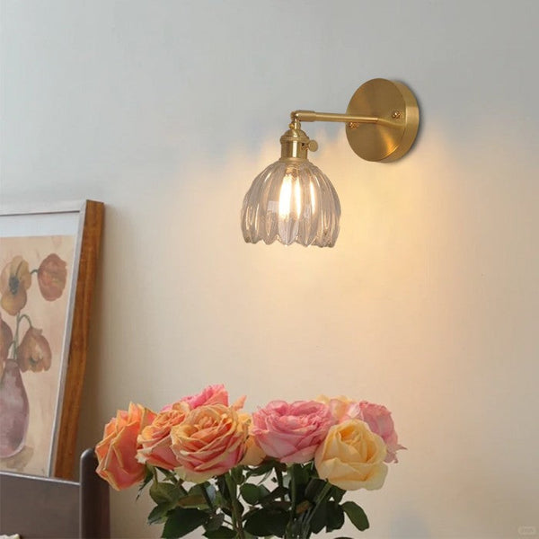 art deco lotus glass wall sconce