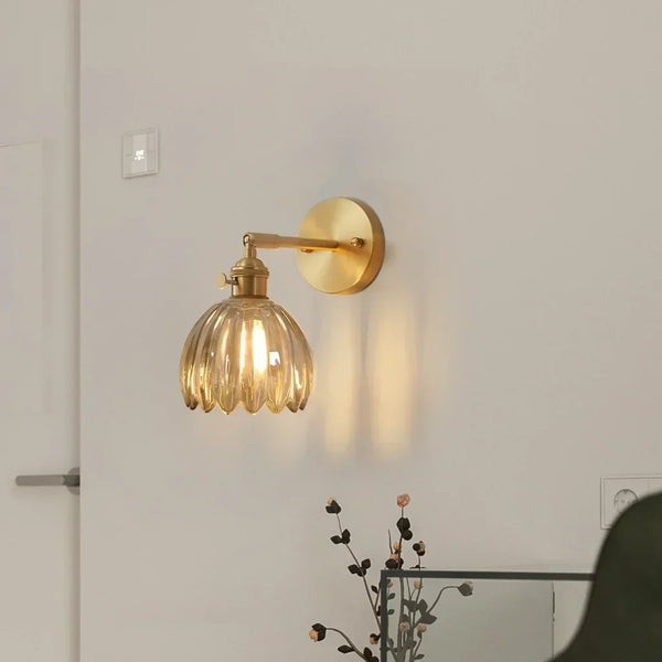 art deco lotus glass wall sconce