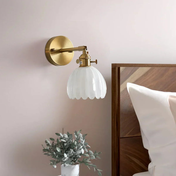 art deco lotus glass wall sconce