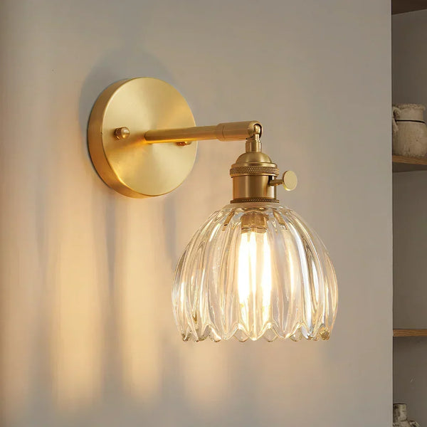 art deco lotus glass wall sconce