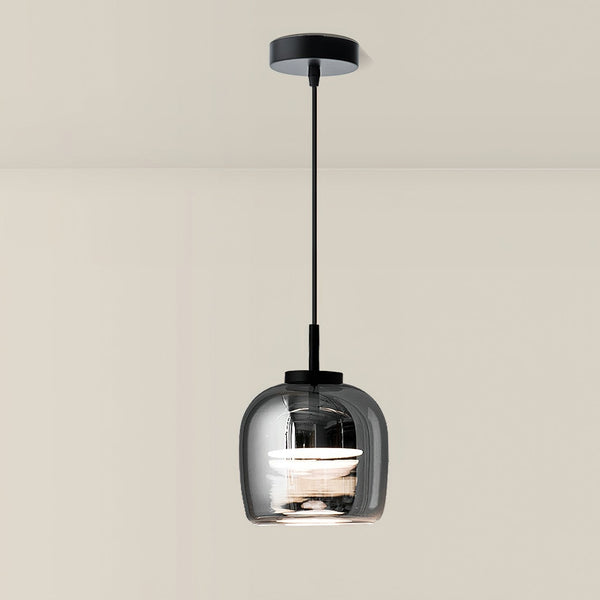 Glass Drum Shaped Pendant Light