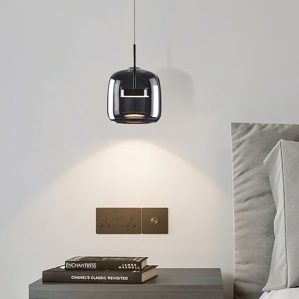 Glass Drum Shaped Pendant Light