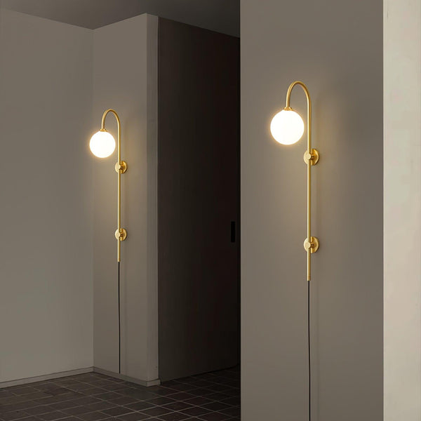 Globe Brass Plug In Wall Sconce