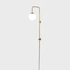Globe Brass Plug In Wall Sconce