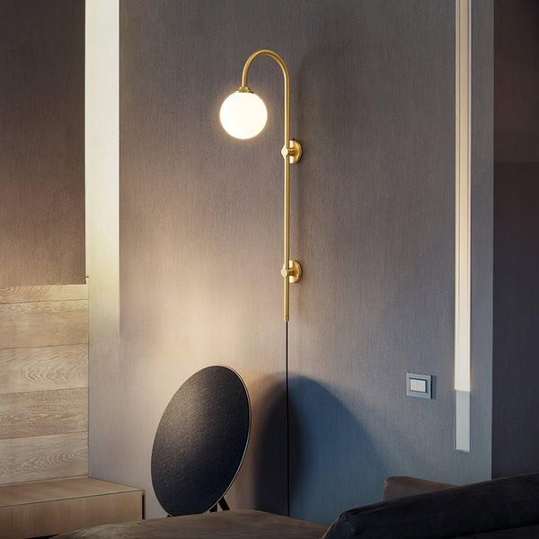 Globe Brass Plug In Wall Sconce
