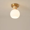 Horn Shaped Small Ceiling Lamp, Iron and Wood Flush Mount for Bedroom and Hallway