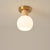 Horn Shaped Small Ceiling Lamp, Iron and Wood Flush Mount for Bedroom and Hallway
