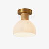 Horn Shaped Small Ceiling Lamp, Iron and Wood Flush Mount for Bedroom and Hallway