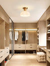 Horn Shaped Small Ceiling Lamp, Iron and Wood Flush Mount for Bedroom and Hallway