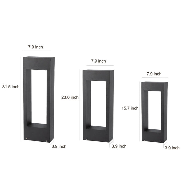 Hollow Square Waterproof Led Black Outdoor Lawn Light