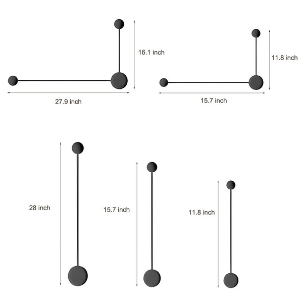 Line Led Black Nordic Wall Art Light