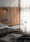 Modern Minimalist Wall Lamp with Wood and Metal, LED Wall Sconce for Bedroom and Hallway