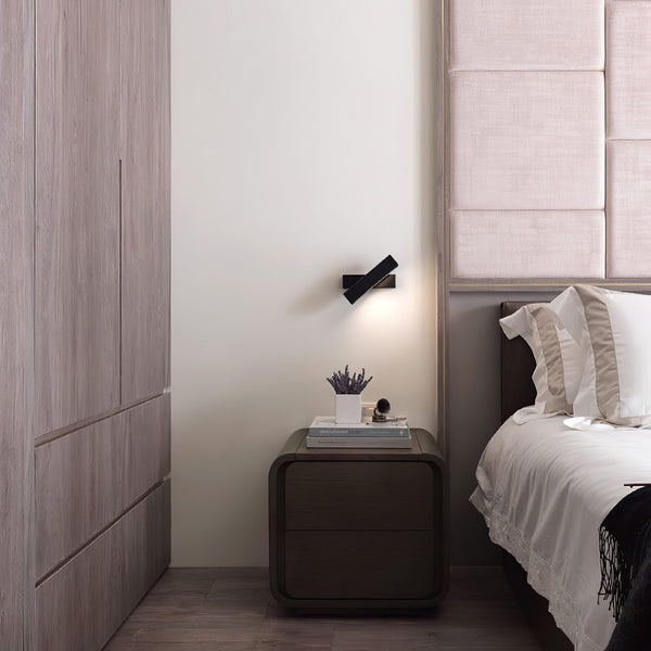 Modern Minimalist Wall Lamp with Wood and Metal, LED Wall Sconce for Bedroom and Hallway
