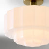 Marceline Minimalist Tiered Milk Glass Ceiling Light - Modern Flush Mount