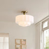 Marceline Minimalist Tiered Milk Glass Ceiling Light - Modern Flush Mount