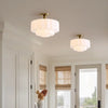 Marceline Minimalist Tiered Milk Glass Ceiling Light - Modern Flush Mount