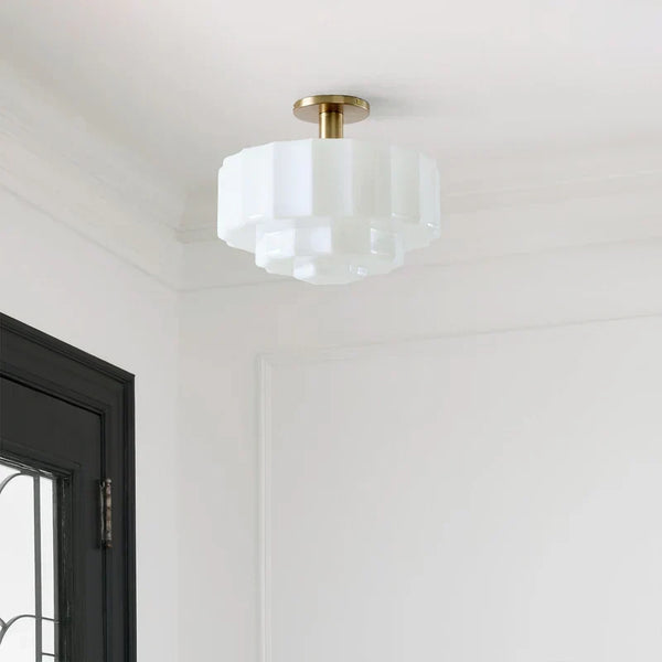 Marceline Minimalist Tiered Milk Glass Ceiling Light - Modern Flush Mount