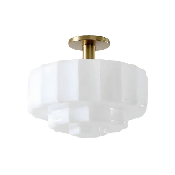 Marceline Minimalist Tiered Milk Glass Ceiling Light - Modern Flush Mount